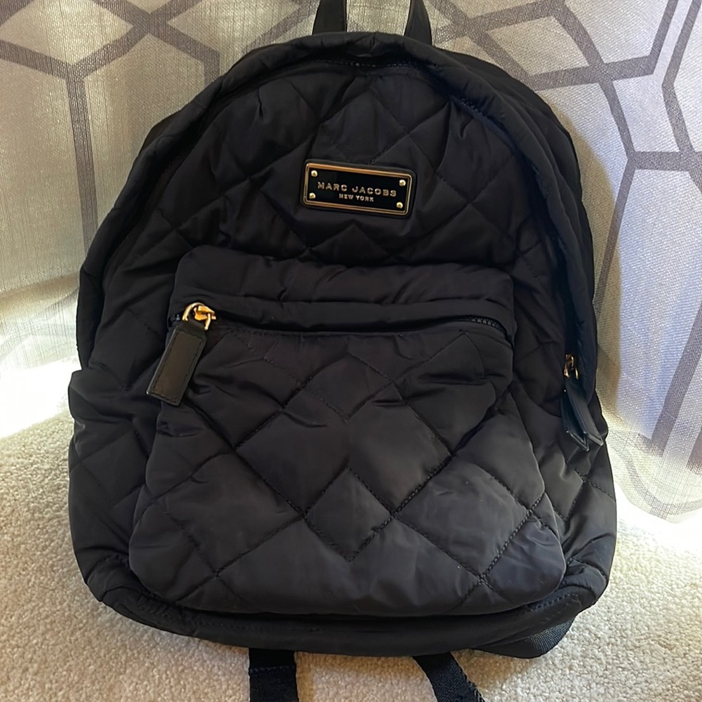 Marc Jacobs Black Quilted Back Pack Vinyl.